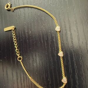 Delicate Gold Heart CZ Station Bracelet